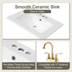 Christopher Knight Home Able 24" Bathroom Vanity With Ceramic Sink, 2-Tier Pull-Out Basket And Deep Drawer -Christopher Knight Home GUEST 33b271d4 a9cb 4dd2 a924 bd497e04ae95