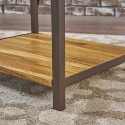 Roney 17" Bookcase With Rustic Metal Finished Iron Accents - Natural - Christopher Knight Home -Christopher Knight Home GUEST 3589ba7a e5fe 4bad 8d7c 5fd8ace91724