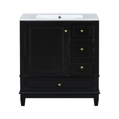 Christopher Knight Home Thomas 30" Bathroom Vanity With Sink, One Door With Shelf And Three Drawers 12 Christopher Knight Home Thomas 30" Bathroom Vanity With Sink, One Door With Shelf And Three Drawers - Image 10