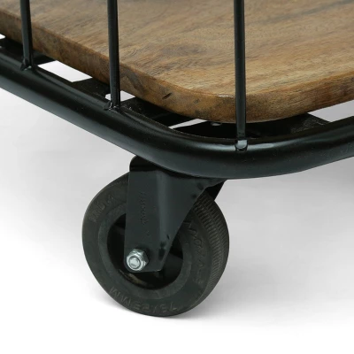 Colwill Modern Industrial Handcrafted Mango Wood Kitchen Cart With Wheels Natural/Black - Christopher Knight Home 7 Colwill Modern Industrial Handcrafted Mango Wood Kitchen Cart With Wheels Natural/Black - Christopher Knight Home - Image 5