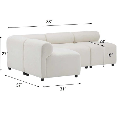 Christopher Knight Home Fermin 83" Modern 4 Piece Modular Sectional Sofa With Rround Back 4 Christopher Knight Home Fermin 83" Modern 4 Piece Modular Sectional Sofa With Rround Back - Image 2
