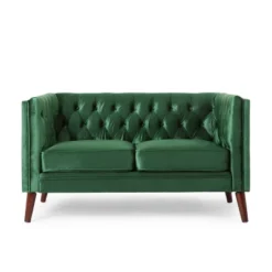 Holasek Contemporary Velvet Upholstered Tufted Loveseat - Christopher Knight Home -Christopher Knight Home GUEST 39b0693e 270c 4280 8672 f449c8b77006