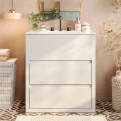 Christopher Knight Home Griffin Contemporary 30" Bathroom Vanity With Ceramic Sink And Full-Extension Drawers -Christopher Knight Home GUEST 3f3b10b7 3305 4b75 8b54 097750b64a4d