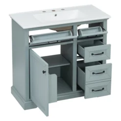 36"W Bathroom Vanity With Sink, Bathroom Cabinet With Tip-out Drawers, Storage Drawers, Door Shelf And Soft Closing Door-Christopher Knight Home -Christopher Knight Home GUEST 3fa3aa63 b2f5 4c0b ad1e 6ec50482c06c