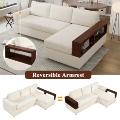 87.4"W Sectional Sofa Couch Set, Upholstered Sofa Chair With Reversible Armrests For Living Room -Christopher Knight Home -Christopher Knight Home GUEST 411559e9 62c2 458a b0e9 8ad7e674225f