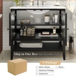 Christopher Knight Home Birgit 36" Modern Bathroom Vanity With Ceramic Sink And Adjustable Shelf 16 Christopher Knight Home Birgit 36" Modern Bathroom Vanity With Ceramic Sink And Adjustable Shelf -Christopher Knight Home GUEST 41483f18 dca6 46cd b41b 1ef65428fb88