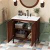 Christopher Knight Home Raja 30" Contemporary Vintage Bathroom Vanity With Ceramic Sink And Fence Door, Dark Brown -Christopher Knight Home GUEST 42bc35f0 2342 4f98 bf2c cc7d91273c44