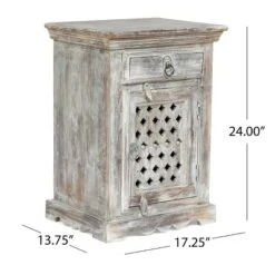 Tijeras Handcrafted Boho Mango Wood Nightstand Distressed White - Christopher Knight Home -Christopher Knight Home GUEST 4466248a 69ce 4910 804e 76cdbde65287