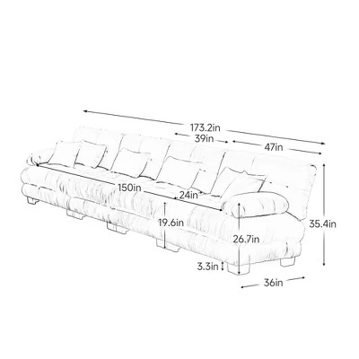 Christopher Knight Home Tony Modular 4-Seater Chenille Upholstery 173.2" Sectional Sofa With Deep Seating 8 Christopher Knight Home Tony Modular 4-Seater Chenille Upholstery 173.2" Sectional Sofa With Deep Seating - Image 6