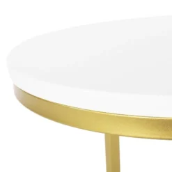 Ingersol Modern Glam C Shaped End Table White/Gold - Christopher Knight Home -Christopher Knight Home GUEST 4581c9a4 1db8 4855 84dd 5d7206ba50e5