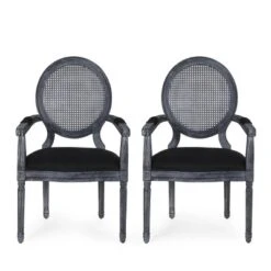 Set Of 2 Judith French Country Wood And Cane Upholstered Dining Chairs - Christopher Knight Home -Christopher Knight Home GUEST 48c03a6b 8928 4c5b 8d47 3c78fb5b5f46