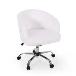 Syosset Modern Glam Swivel Office Chair White/Silver - Christopher Knight Home -Christopher Knight Home GUEST 4c046def d039 41c5 a909 4b550a34ef0f