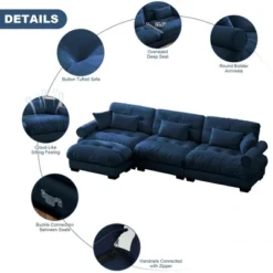 Christopher Knight Home Clare Modular Oversized Button Tufted Velvet Sectional Sofa With Movable Ottomans -Christopher Knight Home GUEST 4cac6341 f118 4580 a352 2fd3aadccc30