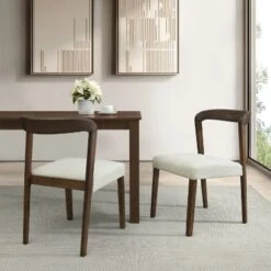 Christopher Knight Home Sonore Contemporary Rubberwood Upholstered Dining Chairs With Curved Open Back (Set Of 2) -Christopher Knight Home GUEST 4cac93b2 85ab 4a1a be0d 3fe0470ae9c0