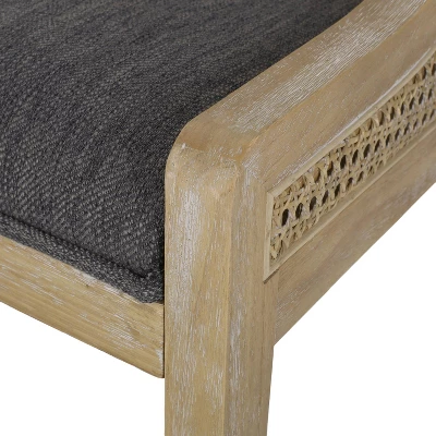 Christopher Knight Home Set Of 2 Maurers Cane And Wood Upholstered Dining Chairs Charcoal/Natural 8 Christopher Knight Home Set Of 2 Maurers Cane And Wood Upholstered Dining Chairs Charcoal/Natural - Image 6