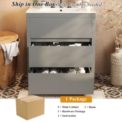 Christopher Knight Home Griffin Contemporary 30" Bathroom Vanity With Ceramic Sink And Full-Extension Drawers -Christopher Knight Home GUEST 4f18d858 c13b 4290 b133 312b13887966