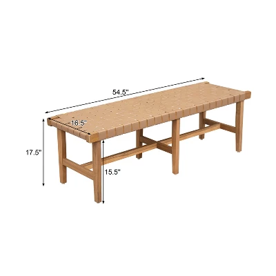 Christopher Knight Home Vladimir Contemporary Acacia Wood Bedroom Bench With Woven Faux Leather 4 Christopher Knight Home Vladimir Contemporary Acacia Wood Bedroom Bench With Woven Faux Leather - Image 2