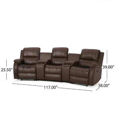 Meridan Contemporary Upholstered Theater Seating Reclining Sofa - Christopher Knight Home 17 Meridan Contemporary Upholstered Theater Seating Reclining Sofa - Christopher Knight Home - Image 15