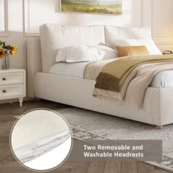 Christopher Knight Home Nicolas Boucle Upholstered Platform Bed With Removable Pillow Headboard -Christopher Knight Home GUEST 555dbd71 427f 4456 bf72 be09bb43283a