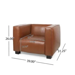 Goyette Contemporary Faux Leather Club Chair Cognac Brown/Dark Walnut - Christopher Knight Home -Christopher Knight Home GUEST 55d77b12 2971 4f95 84c2 f8d1e9955926