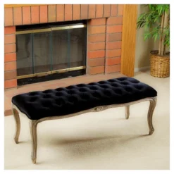 Tufted Black Velvet Bench - Black Velvet - Christopher Knight Home -Christopher Knight Home GUEST 55e44817 b987 45c4 9a49 cf88bc6ade02