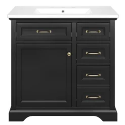 Christopher Knight Home Timeus 36" Modern Bathroom Vanity With Ceramic Sink, Drawers -Christopher Knight Home GUEST 565fdfdb 3a3a 4f0a a366 fcd083612dda