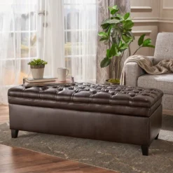 Juliana Tufted Faux Leather Storage Ottoman - Christopher Knight Home -Christopher Knight Home GUEST 56604a54 e041 41f5 a3c1 502adde6bf72