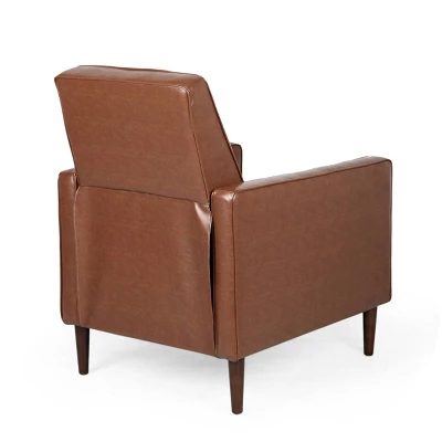 Mervynn Mid-Century Modern Button Tufted Recliner Cognac Brown/Dark Espresso - Christopher Knight Home 5 Mervynn Mid-Century Modern Button Tufted Recliner Cognac Brown/Dark Espresso - Christopher Knight Home - Image 3