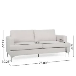 Dallin Contemporary Fabric 3 Seater Sofa Beige/Silver - Christopher Knight Home -Christopher Knight Home GUEST 57765edc f9ee 43ca b6b7 76b235dbe9e7