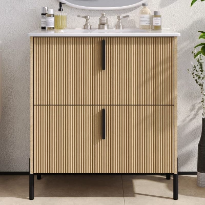 Christopher Knight Home Sephera Modern 30" Bathroom Vanity With Ceramic Sink And Drawers 11 Christopher Knight Home Sephera Modern 30" Bathroom Vanity With Ceramic Sink And Drawers - Image 9