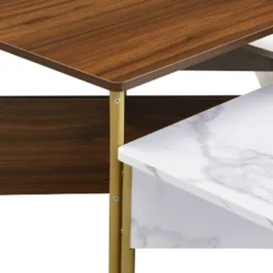 Christopher Knight Home Anira Mid-Century Modern 4 Piece Nesting Coffee Table Set, White/Walnut -Christopher Knight Home GUEST 5aaeeaf1 3bae 4b66 8e08 8afe945fb722