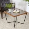 Christopher Knight Home Tierney Industrial Tempered Glass And Metal Square Coffee Table With Geometric Pattern