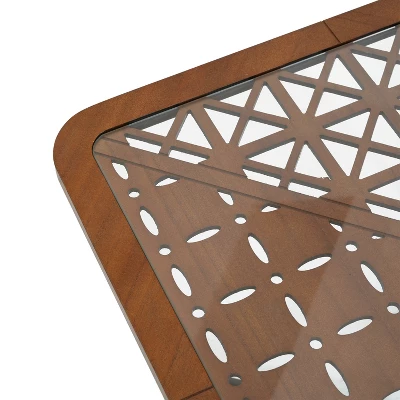 Christopher Knight Home Tierney Industrial Tempered Glass And Metal Square Coffee Table With Geometric Pattern 7 Christopher Knight Home Tierney Industrial Tempered Glass And Metal Square Coffee Table With Geometric Pattern - Image 5