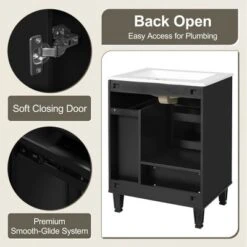 Christopher Knight Home Able 24" Bathroom Vanity With Ceramic Sink, 2-Tier Pull-Out Basket And Deep Drawer -Christopher Knight Home GUEST 5f0de670 89be 4643 98a2 6fe0a13a6beb