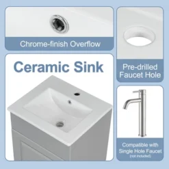 Christopher Knight Home Katniss Modern 18" Bathroom Vanity With Ceramic Sink And Adjustable Shelf -Christopher Knight Home GUEST 5f362bd4 40e3 4ab8 94c1 37566d015054