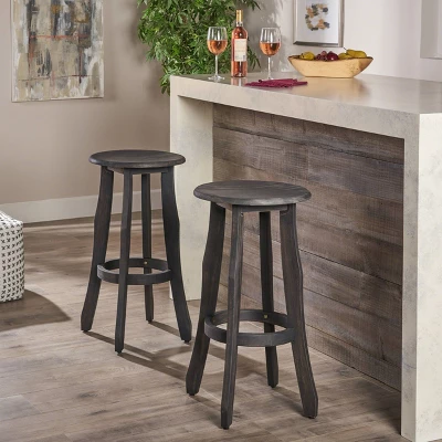 Set Of 2 Ruthie Acacia Barstools Dark Gray - Christopher Knight Home 3 Set Of 2 Ruthie Acacia Barstools Dark Gray - Christopher Knight Home