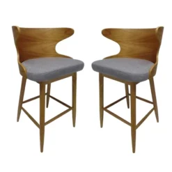 Set Of 2 Kamryn Mid Century Modern Barstool - Christopher Knight Home -Christopher Knight Home GUEST 62e1e0ba 0d1c 4837 9430 a70ce2f958cb