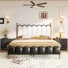 Christopher Knight Home Caitria Contemporary Faux Leather Platform Bed With Headboard And Footboard