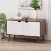 Pickfair Mid-Century Modern 2 Door Cabinet Walnut/White - Christopher Knight Home
