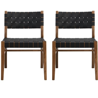 Christopher Knight Home Cassius Woven Faux Leather Rubberwood Dining Chair (Set Of 2) 9 Christopher Knight Home Cassius Woven Faux Leather Rubberwood Dining Chair (Set Of 2) - Image 7