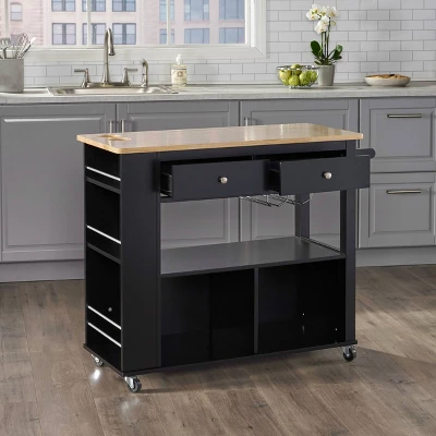 Cato Kitchen Cart Black - Christopher Knight Home 4 Cato Kitchen Cart Black - Christopher Knight Home - Image 2