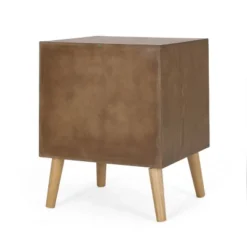 Hulett Contemporary End Table With Storage Walnut/Natural/Antique Gold - Christopher Knight Home -Christopher Knight Home GUEST 65ef2105 9030 467b b628 cd3b7d52ffb0