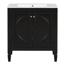 30"W Vintage Bathroom Vanity With Sink, Bathroom Cabinet With Adjustable Shelf, Drawer, Door Shelves And Soft Closing Door-Christopher Knight Home -Christopher Knight Home GUEST 669d2fbc a3ba 47b7 a38b 945cc9ab359c