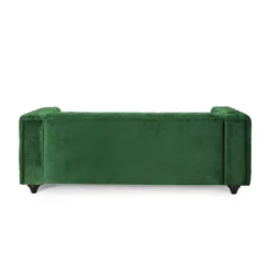 Sagewood Contemporary Velvet Tufted 3 Seater Sofa Emerald/Espresso - Christopher Knight Home -Christopher Knight Home GUEST 66b05e50 6e19 473d 937a 8e9877762483