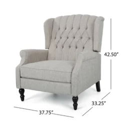 Apaloosa Oversized Wingback Press-Back Recliner Light Gray - Christopher Knight Home: Tufted, Nailhead Trim, Wood Legs -Christopher Knight Home GUEST 682f5803 1f48 41f3 8178 b80180d76c83