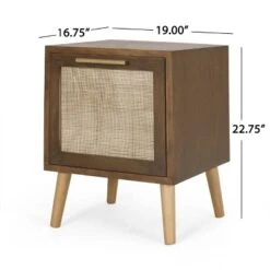 Hulett Contemporary End Table With Storage Walnut/Natural/Antique Gold - Christopher Knight Home -Christopher Knight Home GUEST 690cf74d f55f 4b41 94fe 20343e92ccba