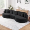 Christopher Knight Home Baldum Modern 3-Seater 129" Chenille Upholstered Sofa With Curved Design And Thick Cushions