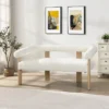 Christopher Knight Home Webb 53" Modern Rubberwood Boucle Upholstered Loveseat