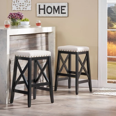 Set Of 2 Greely Farmhouse Barstools - Christopher Knight Home 3 Set Of 2 Greely Farmhouse Barstools - Christopher Knight Home