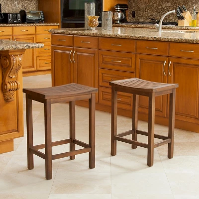 Set Of 2 Easton Slat 24" Counter Height Barstool Mahogany - Christopher Knight Home 5 Set Of 2 Easton Slat 24" Counter Height Barstool Mahogany - Christopher Knight Home - Image 3